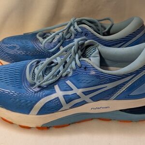 Asics Gel-Nimbus Blue and Orange Sneakers